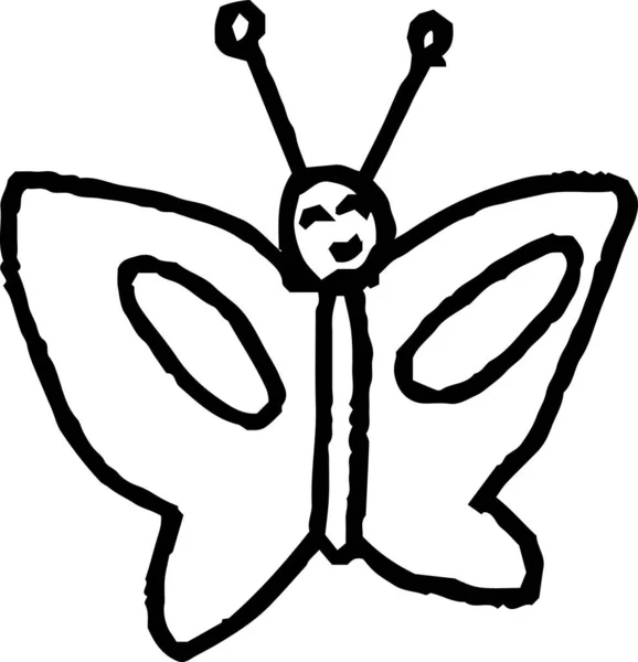 Ceci Est Une Illustration Gribouillage Papillon Mignon Dessiné Par Enfant — Image vectorielle