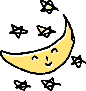 Bu şirin ayın ve çocukların çizdiği yıldız karalamalarının bir çizimi. 