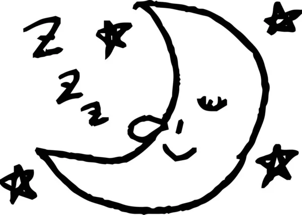 Dies Ist Eine Illustration Von Niedlichen Mond Und Sterne Kritzeleien — Stockvektor