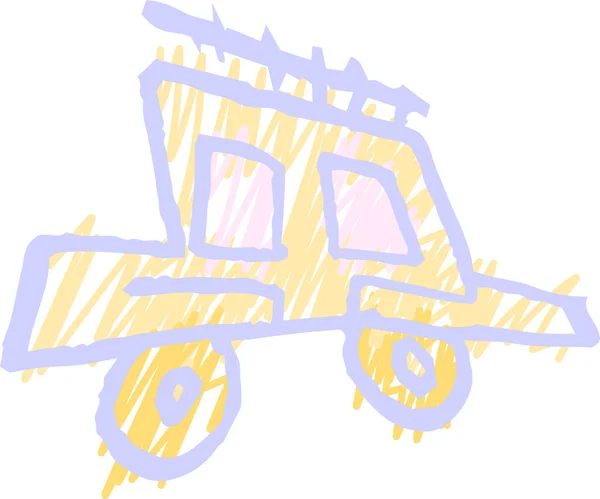 Esta Uma Ilustração Rabisco Bonito Carro Desenhado Por Uma Criança —  Vetores de Stock