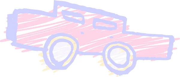 これは子供が描いたかわいい車の落書きのイラストです — ストックベクタ