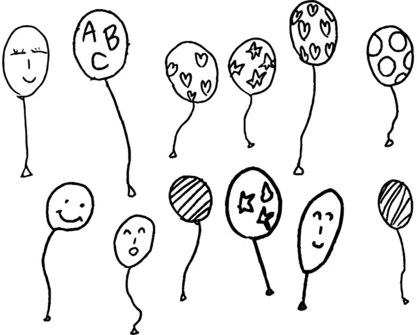 Illustration Cute Balloon Scribble Drawn Child — Stock Vector