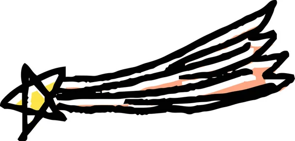 Questa Illustrazione Carino Scarabocchio Stella Cadente Disegnato Bambino — Vettoriale Stock