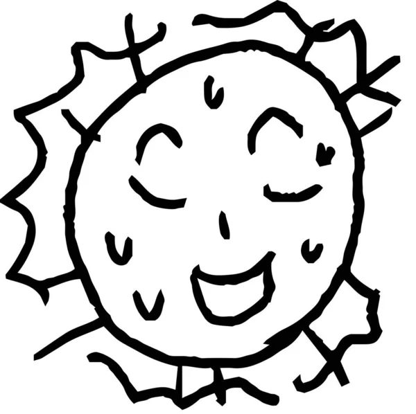 Ilustrace Roztomilých Zpocených Slunečních Graffiti Nakreslených Dítětem — Stockový vektor