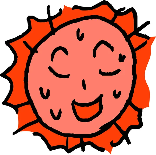 Illustration Cute Sweaty Sun Graffiti Drawn Child — Stock Vector