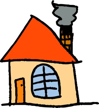 Bu, bir çocuğun çizdiği şirin bir evin çizimi.