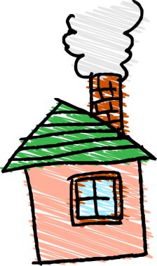 Bu, bir çocuğun çizdiği şirin bir evin çizimi.