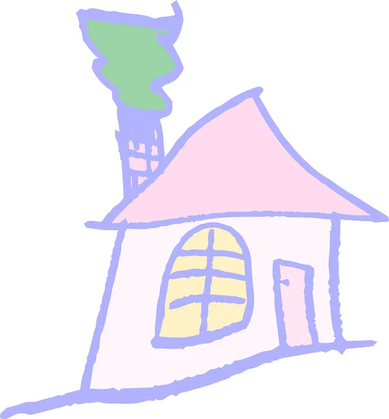 Esta Uma Ilustração Doodle Uma Casa Bonita Desenhada Por Uma — Vetor de Stock