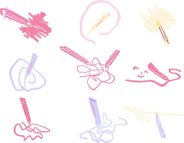 Toto Ilustrace Tužky Čmáranice Nakreslené Dítětem — Stockový vektor