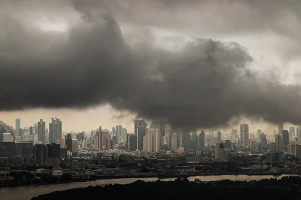 Bangkok Thailand Oct 2020 Heavy Smog Covered Bangkok Building Morning — Stock Photo, Image