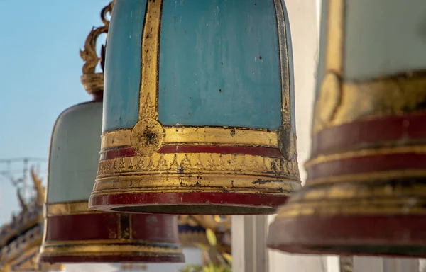 Oude Klokken Hangend Pilaren Buiten Thaise Tempel Thaise Tempel Bel — Stockfoto