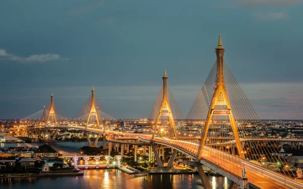 Bangkok Thailand Jul 2021 Bhumibol Suspension Bridge Cross Chao Phraya — стокове фото