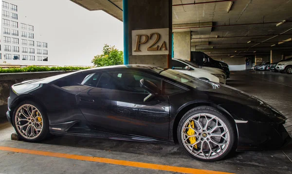 Bangkok Tajlandia Lip 2021 Widok Boku Koła Czarnego Lamborghini Sports — Zdjęcie stockowe