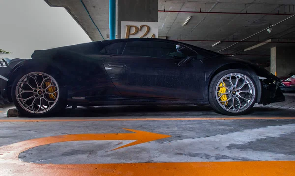 Bangkok Thailand Jul 2021 Side View Wheel Black Lamborghini Sports — Stock Photo, Image