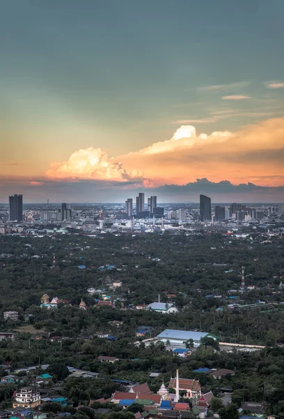 Bangkok Thailand Aug 2021 Underbar Panoramautsikt Över Soluppgången Eller Solnedgången — Stockfoto