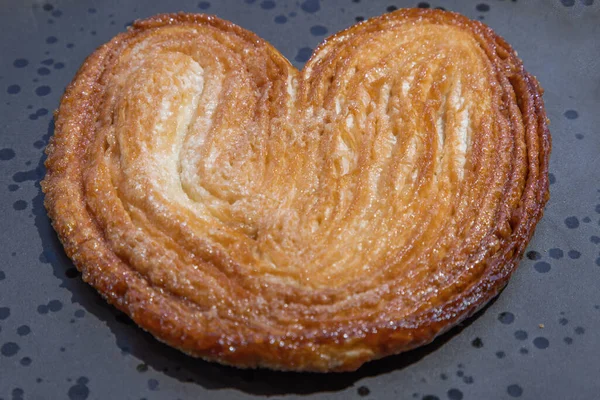 Zbliżenie Butter Palmier Chleb Francuskie Ciasto Liściu Palmy Lub Kształcie — Zdjęcie stockowe