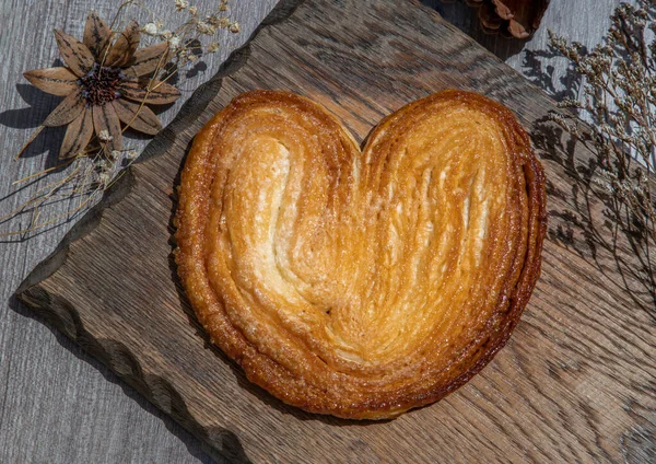 Butter Palmier Chleb Francuskie Ciasto Liściu Palmy Lub Kształcie Motyla — Zdjęcie stockowe