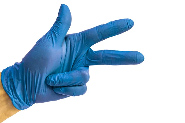 Hand Medical Glove Gesture Symbol Hand Gesture Concept Design Medicine — Foto de Stock