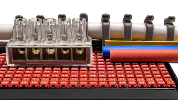 Bloques Terminales Bloques Distribución Conexión Cables Eléctricos Diferentes Voltajes Conexión —  Fotos de Stock