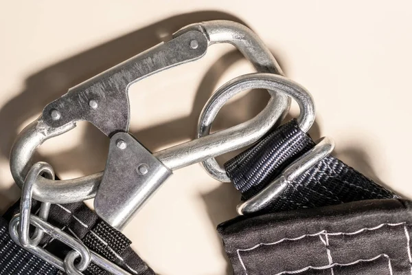 Cinturón Seguridad Para Trabajo Altura Con Mosquetón Equipo Seguridad Profesional —  Fotos de Stock