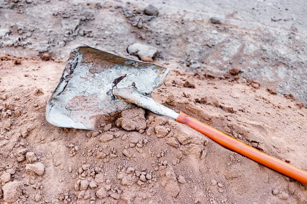 Shovel Construction Site Pile Earth Manual Construction Tool Excavation — Stock Photo, Image