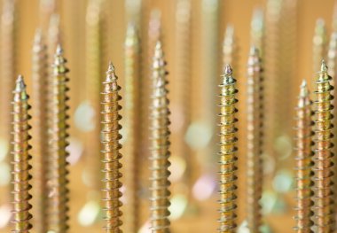 Bir ahşap tahta üzerinde birkaç kaplama ahşap vidalar