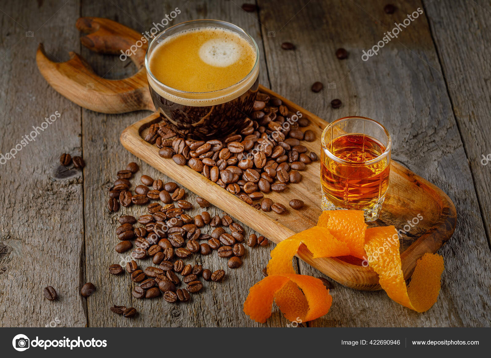 Carajillo Traditional Spanish Coffee Brandy Whiskey Cognac Rum Stock