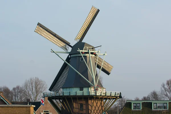 与旧荷兰风车日落 — 图库照片