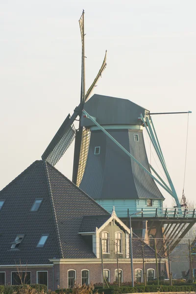 Sunset with old Dutch windmill — Stock Photo, Image