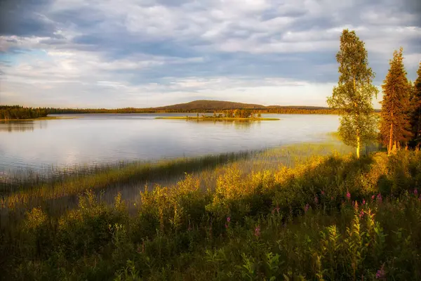 Kleine Insel Auf Dem See Einem Herbsttag — Stockfoto