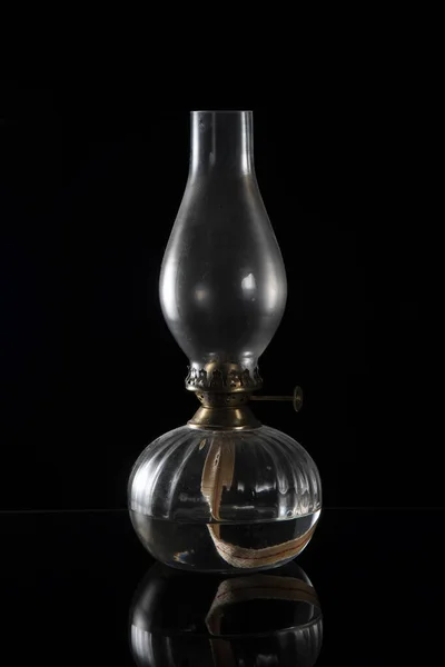Old Kerosene Lamp Black Background Stock Image