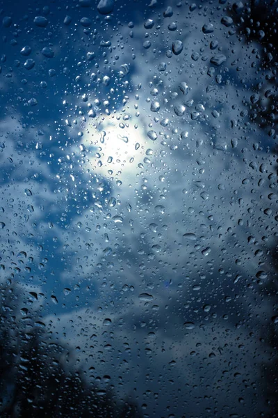 Wet Windshield Taken Interior Car Rain Falls Surface Car Window — 图库照片