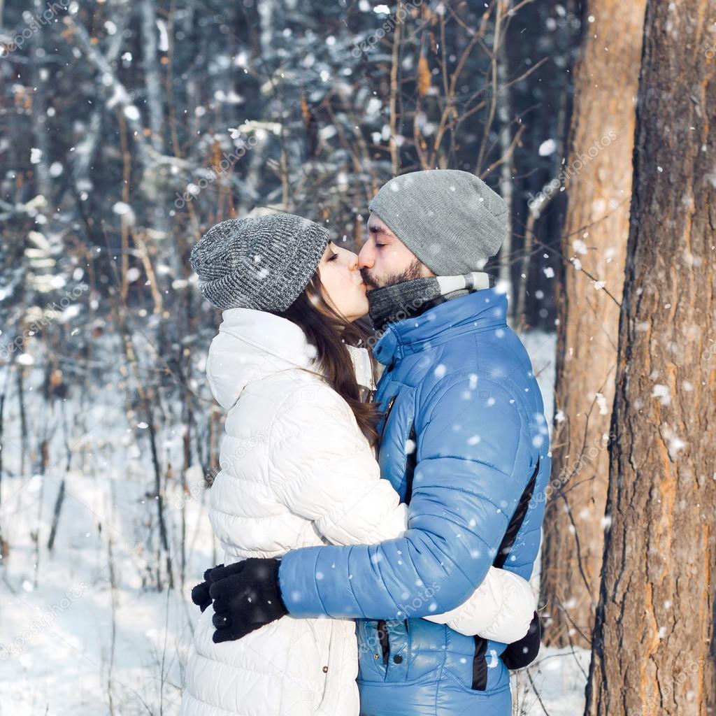 Couple Kiss Snow
