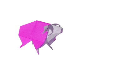 pembe origami koyun üzerine beyaz izole