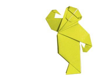 beyaz izole yellowo origami maymun