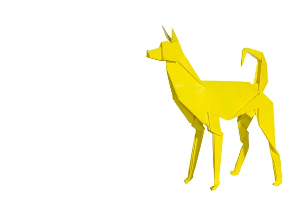 Chien Origami jaune isolé sur blanc — Photo