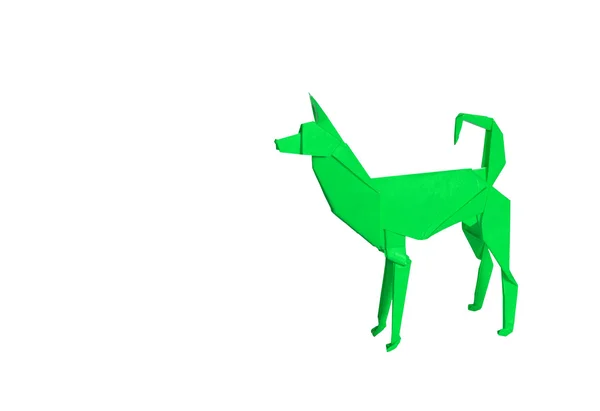 Origami verde Perro aislado en blanco —  Fotos de Stock