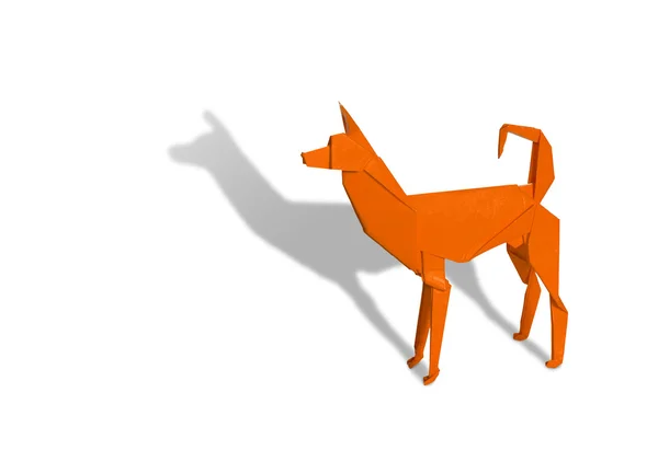 Orange Origami Dog isolated on white — Stock Photo, Image