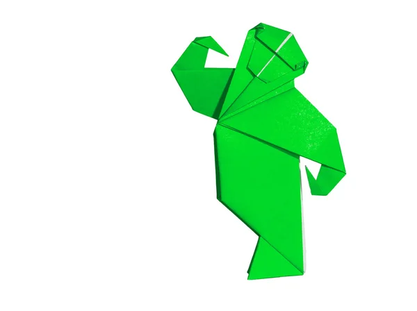 Macaco de Origami Verde isolado em branco — Fotografia de Stock