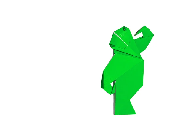 Macaco de Origami Verde isolado em branco — Fotografia de Stock