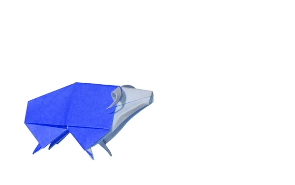 Blu Origami Pecora isolato su bianco — Foto Stock