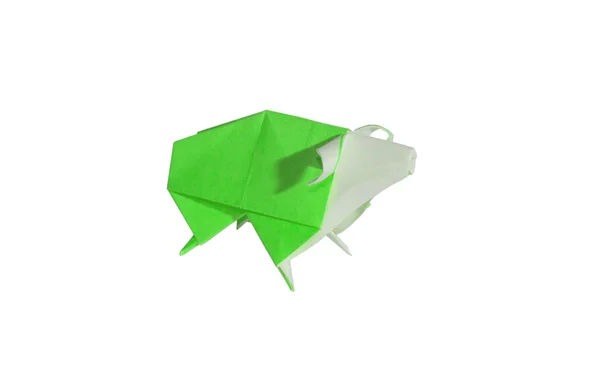Zelené origami ovce izolované na bílém — Stock fotografie
