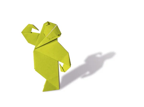 Macaco de Origami Amarelo isolado em branco — Fotografia de Stock