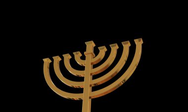 Hanuka Menora ve siyahta izole mumlar