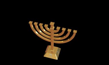 Hanuka Menora ve siyahta izole mumlar