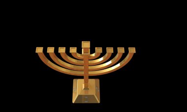 Hanuka Menora ve siyahta izole mumlar