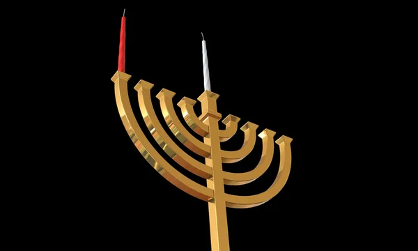 Hanuka menorah e velas isoladas em preto — Fotografia de Stock