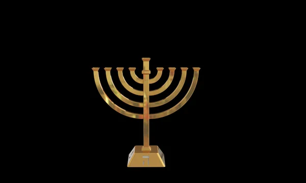 Hanuka menorah e candele isolate su nero — Foto Stock