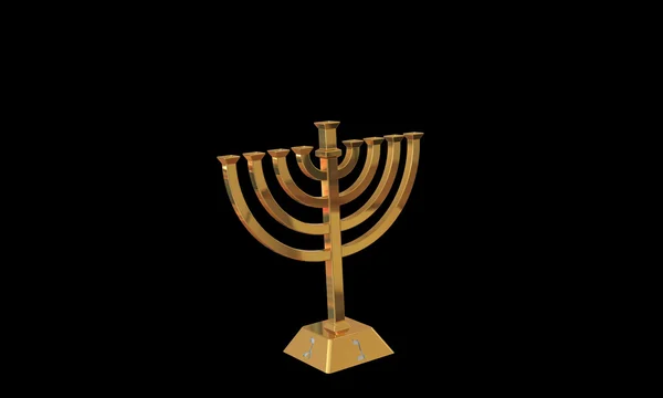 Hanuka menorah y velas aisladas en negro — Foto de Stock