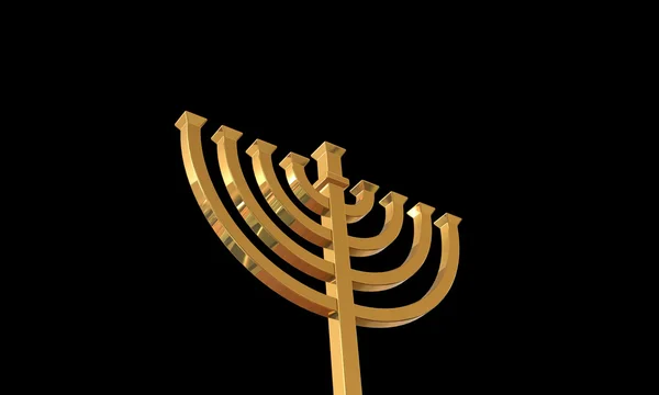 Hanuka menorah e velas isoladas em preto — Fotografia de Stock